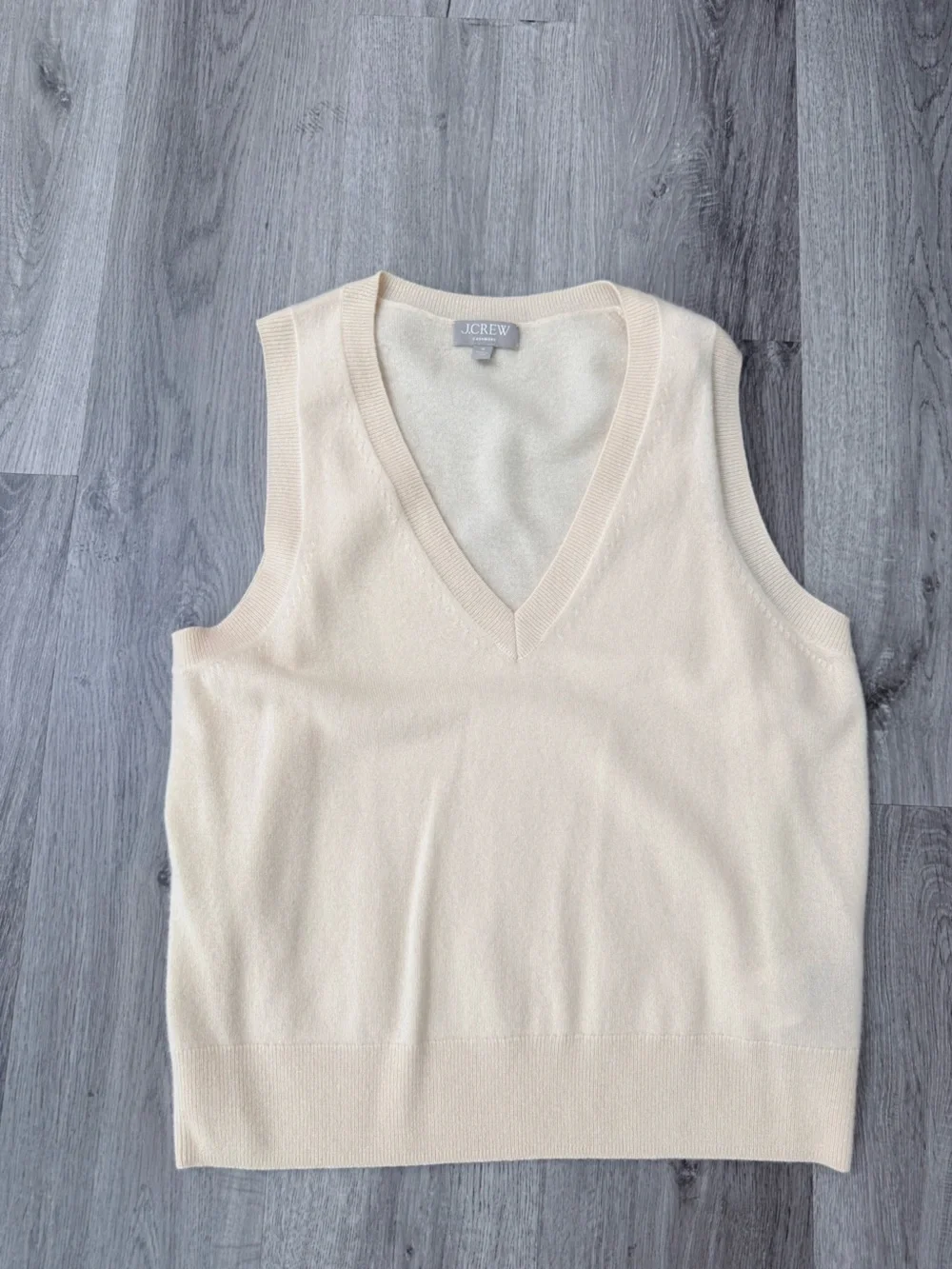 J. Crew Cream V-Neck Knit Sweater Vest